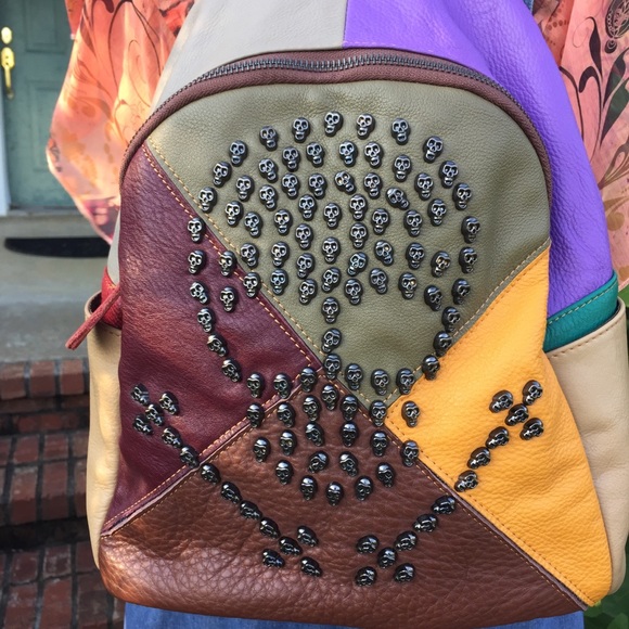 Amerileather Bags Amerileather Skull Studded Leather Backpack